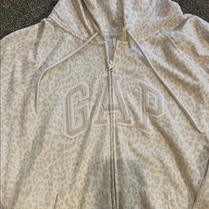 GAP Cream Leopard Print Zip Hoodie